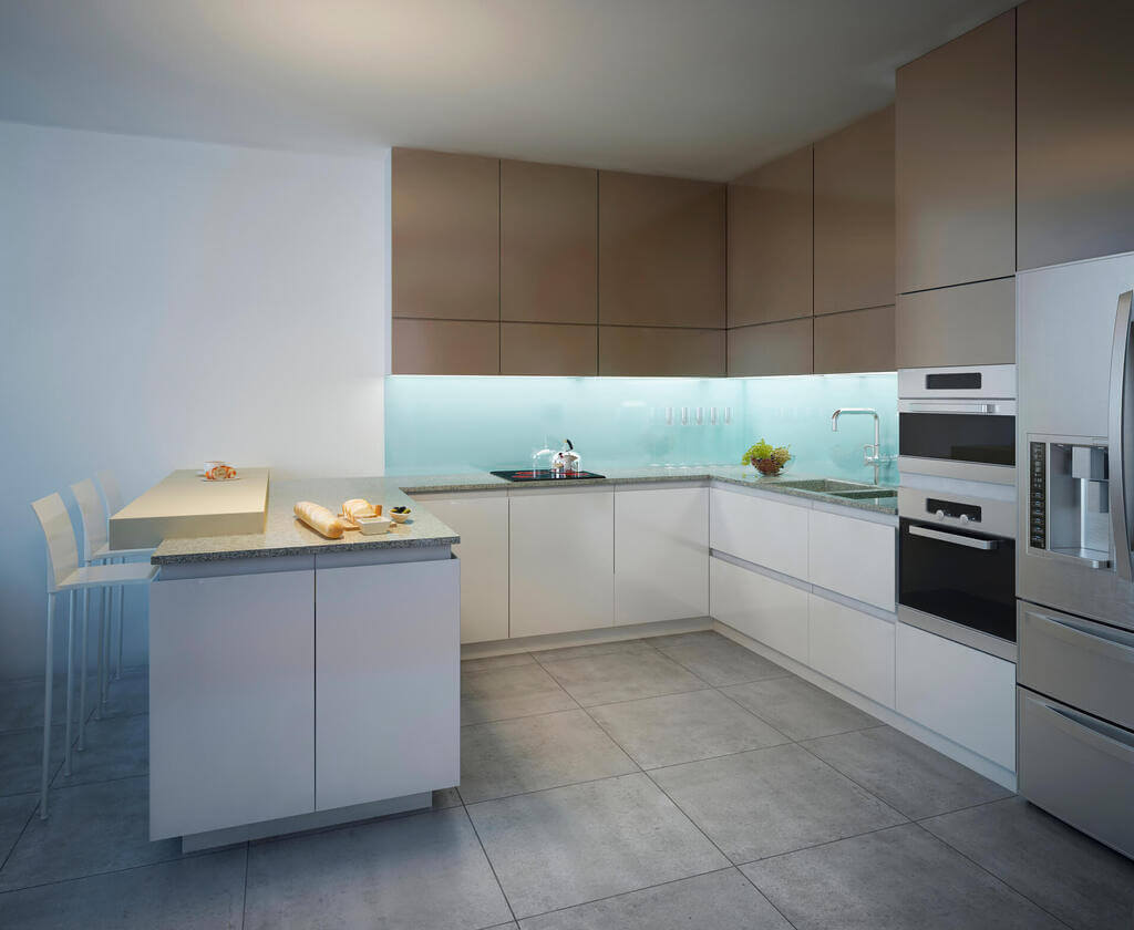 Küche Lacobel Rückwand Küche mit Rückwand Lacobel-Glas