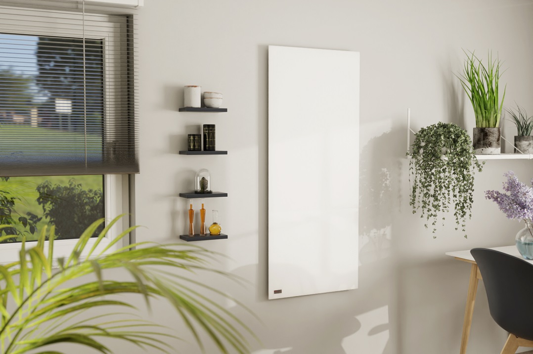 Infrarotheizung Infranomic Slim-Line weiß  an Wand in Küche